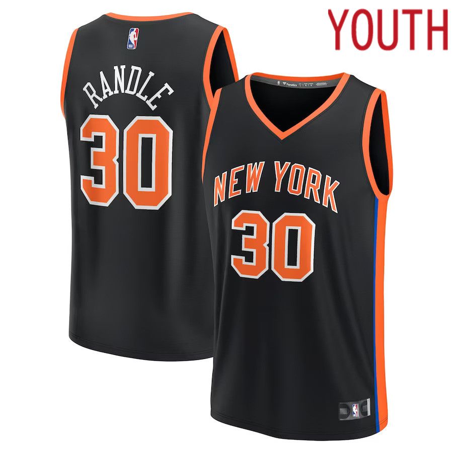 Youth New York Knicks 30 Julius Randle Fanatics Branded Black City Edition 2022-23 Fastbreak NBA Jersey
